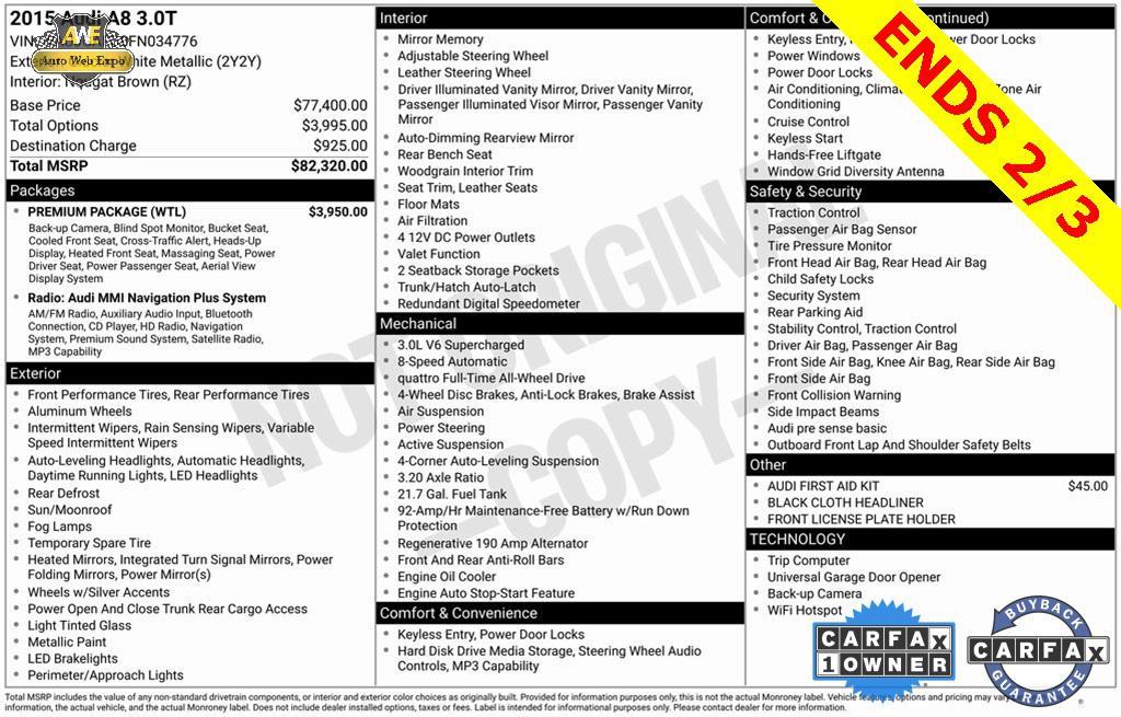 used 2015 Audi A8 car, priced at $15,999