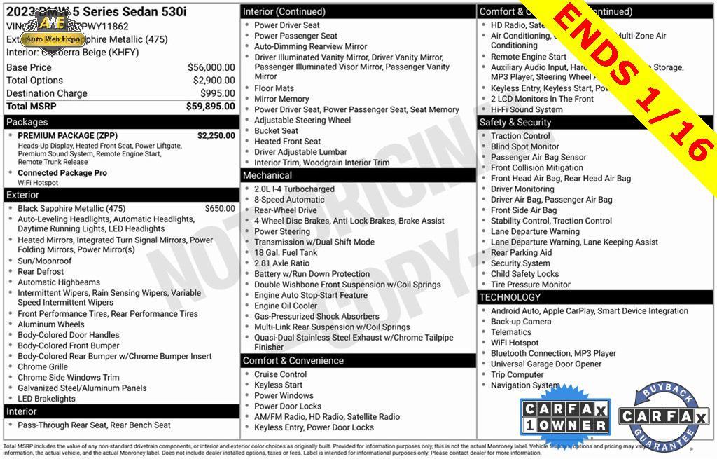 used 2023 BMW 530 car, priced at $32,988