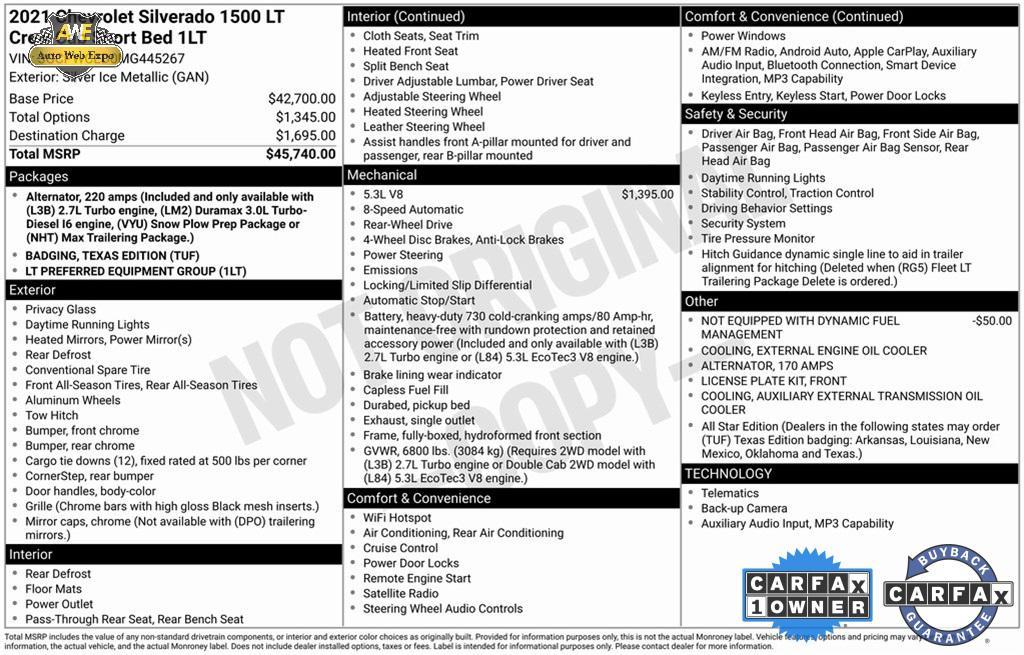 used 2021 Chevrolet Silverado 1500 car, priced at $31,414