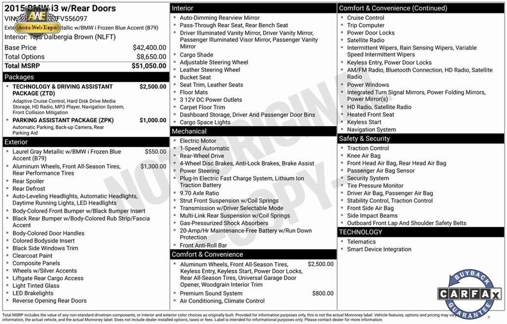 used 2015 BMW i3 car, priced at $11,452