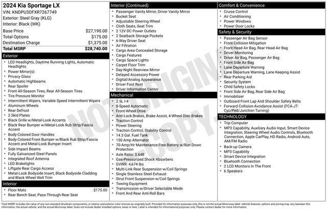 used 2024 Kia Sportage car, priced at $20,164