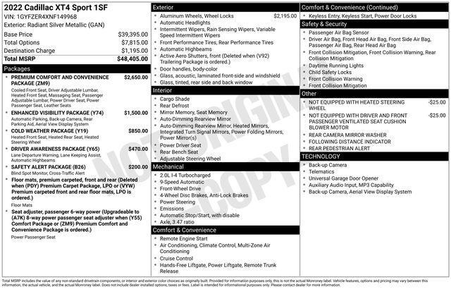 used 2022 Cadillac XT4 car, priced at $22,467