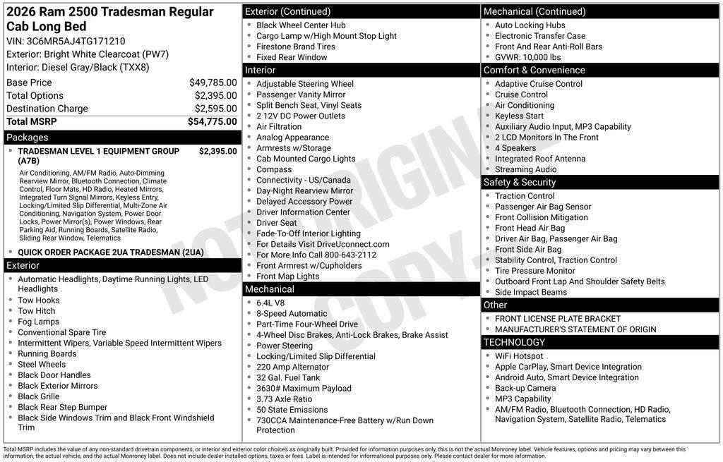 new 2026 Ram 2500 car, priced at $47,999