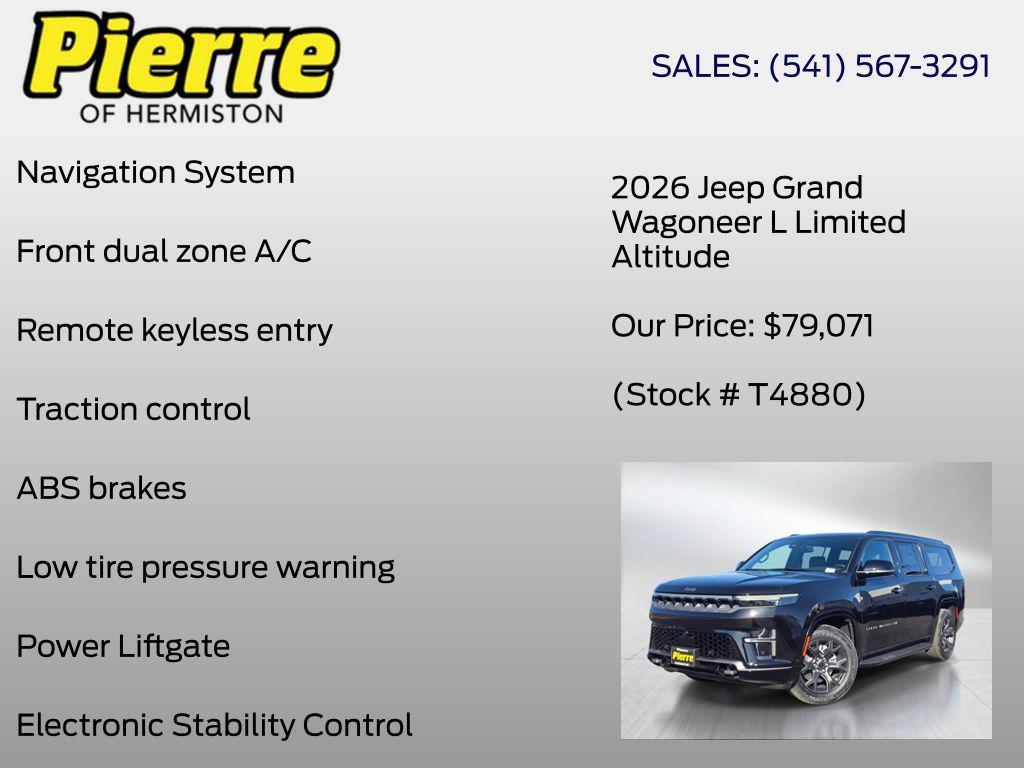 new 2026 Jeep Grand Wagoneer L car, priced at $79,071