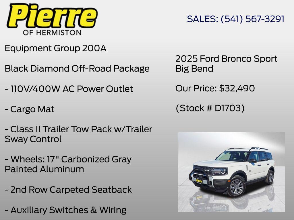 new 2025 Ford Bronco Sport car, priced at $33,990