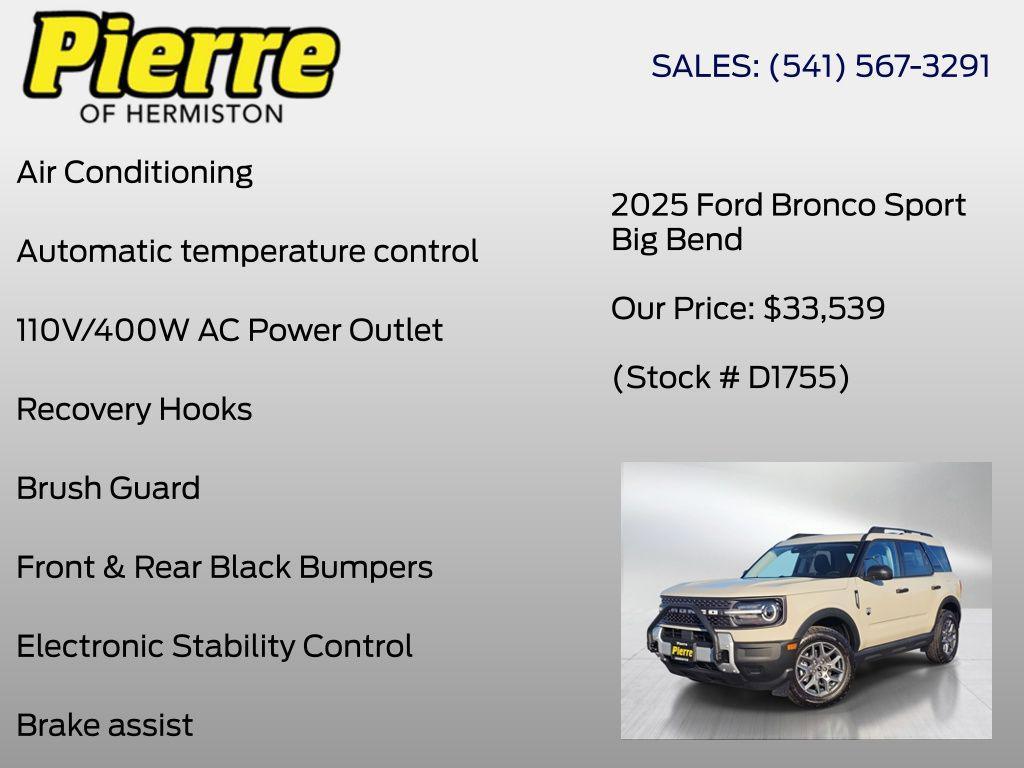 new 2025 Ford Bronco Sport car, priced at $35,039