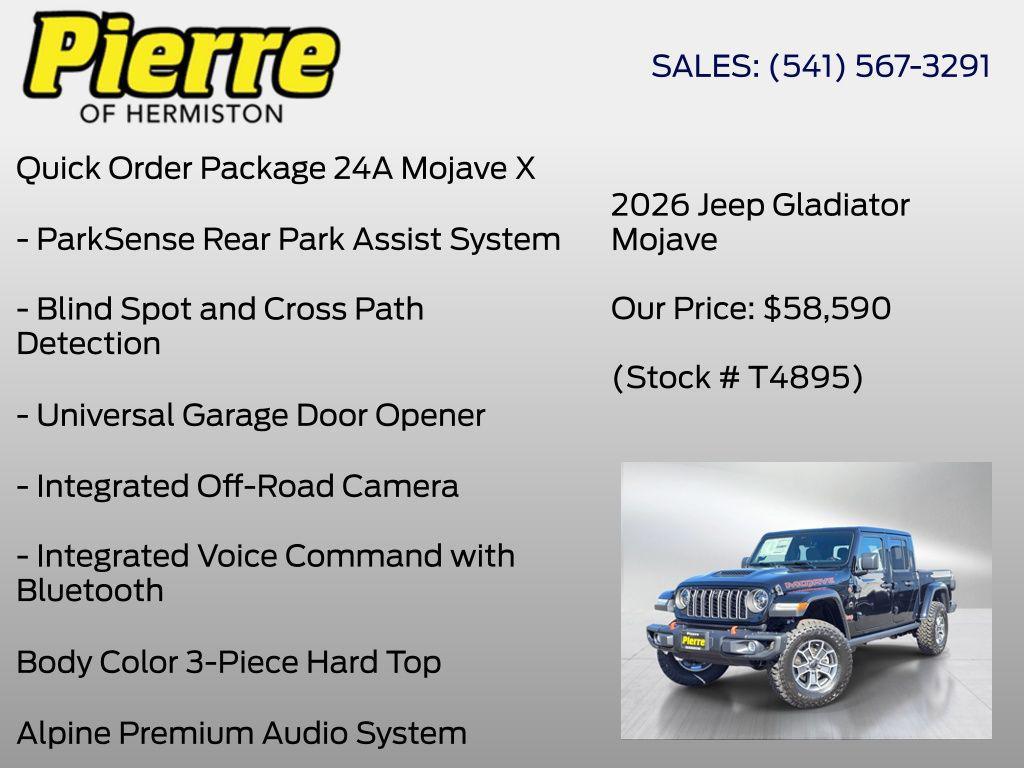 new 2026 Jeep Gladiator car, priced at $63,090