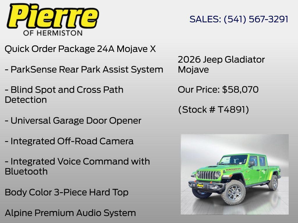 new 2026 Jeep Gladiator car, priced at $62,570
