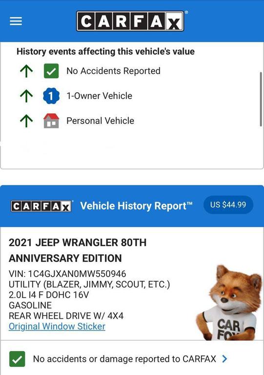 used 2021 Jeep Wrangler car, priced at $25,974