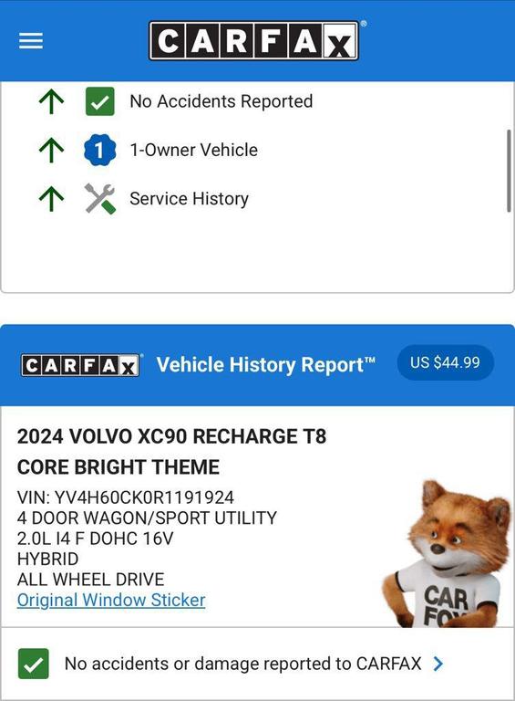 used 2024 Volvo XC90 Recharge Plug-In Hybrid car, priced at $39,574