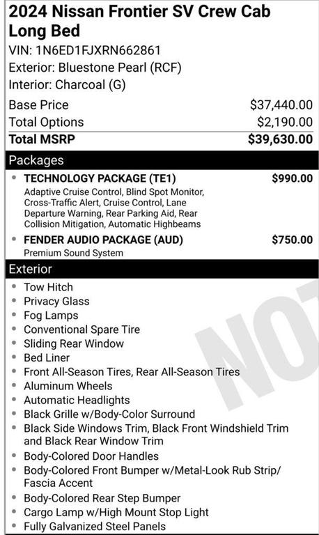 used 2024 Nissan Frontier car, priced at $28,974