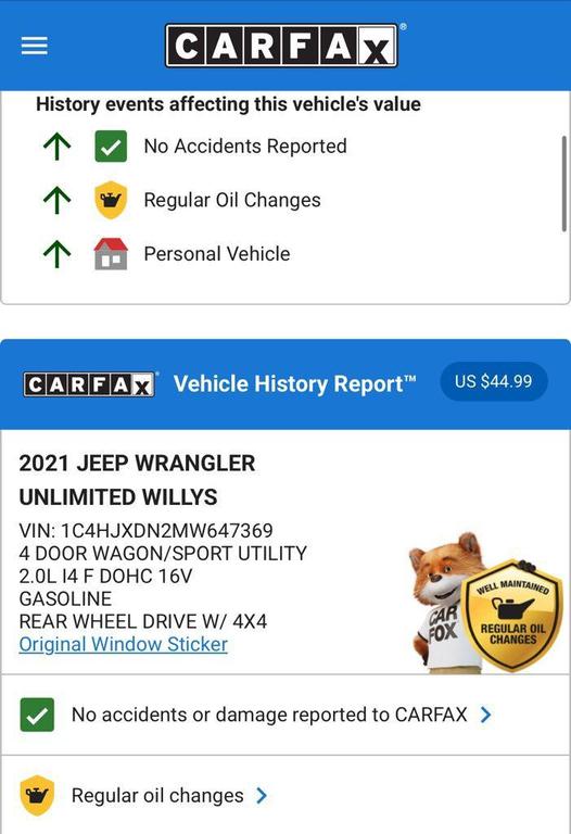 used 2021 Jeep Wrangler car, priced at $25,974