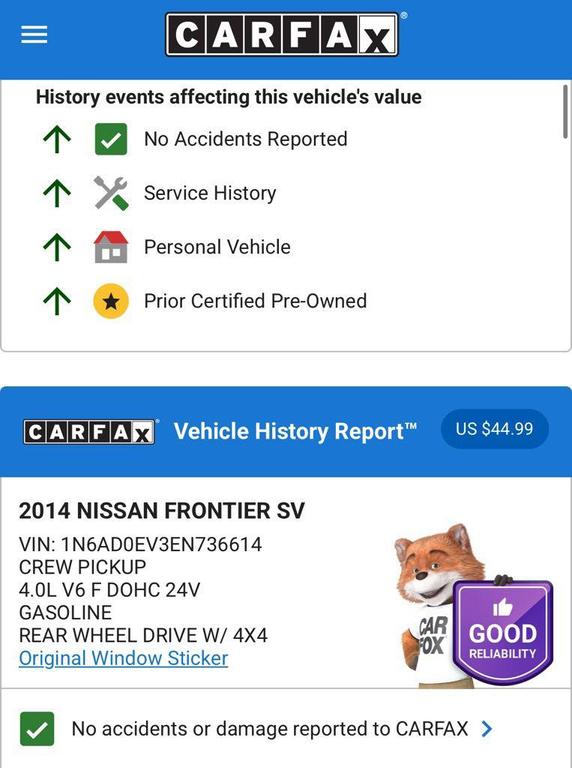 used 2014 Nissan Frontier car, priced at $12,794