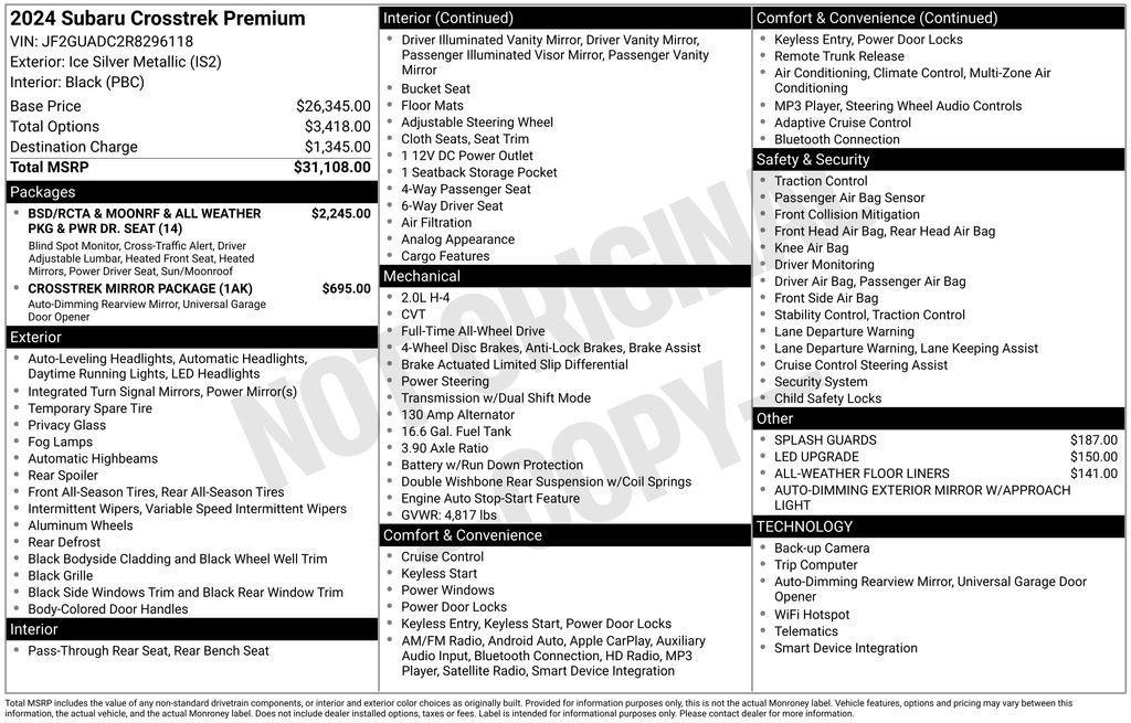 used 2024 Subaru Crosstrek car, priced at $24,750