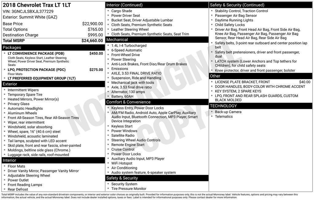 used 2018 Chevrolet Trax car, priced at $10,750