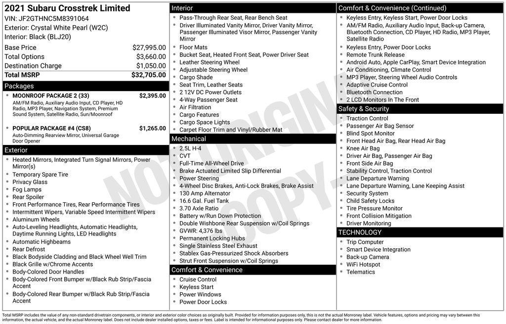 used 2021 Subaru Crosstrek car, priced at $24,990