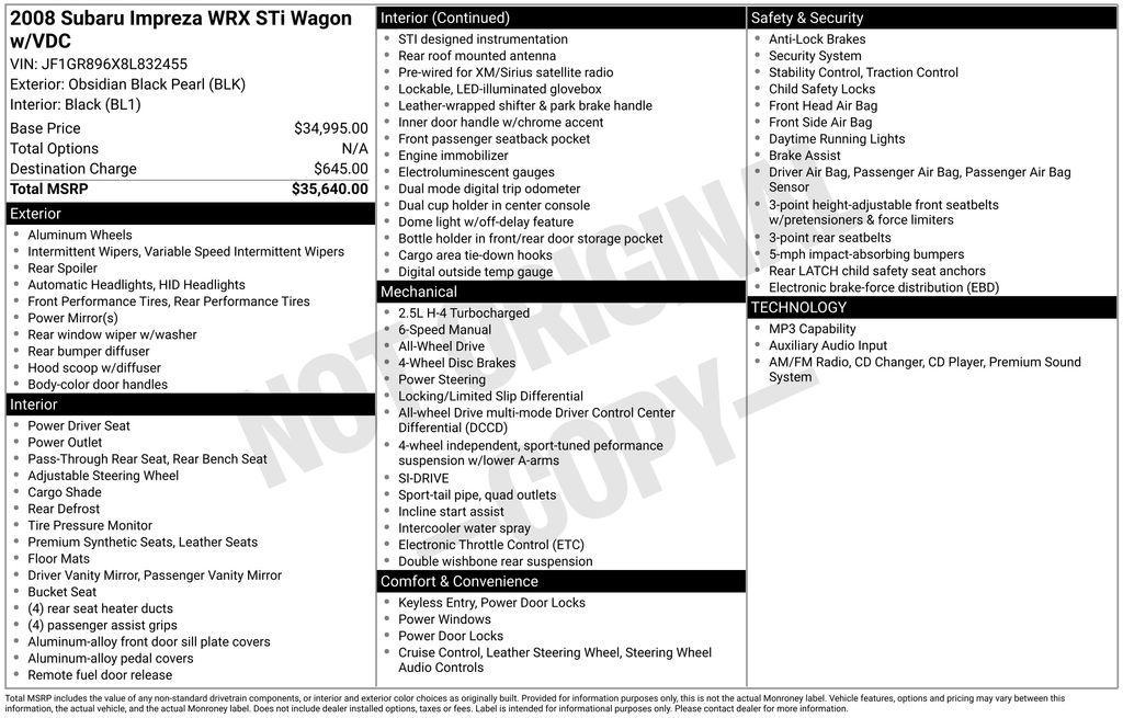 used 2008 Subaru Impreza car, priced at $18,700