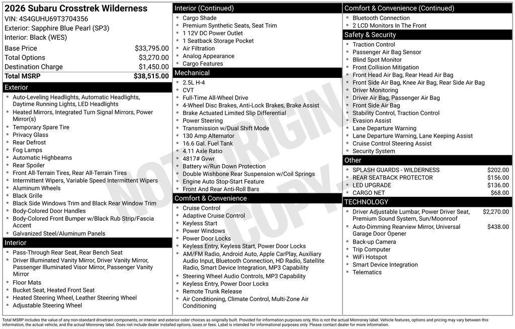 used 2026 Subaru Crosstrek car, priced at $33,509
