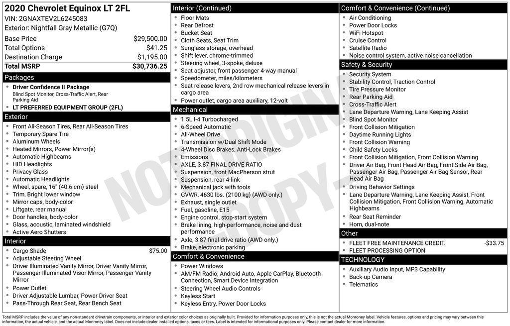 used 2020 Chevrolet Equinox car, priced at $15,500
