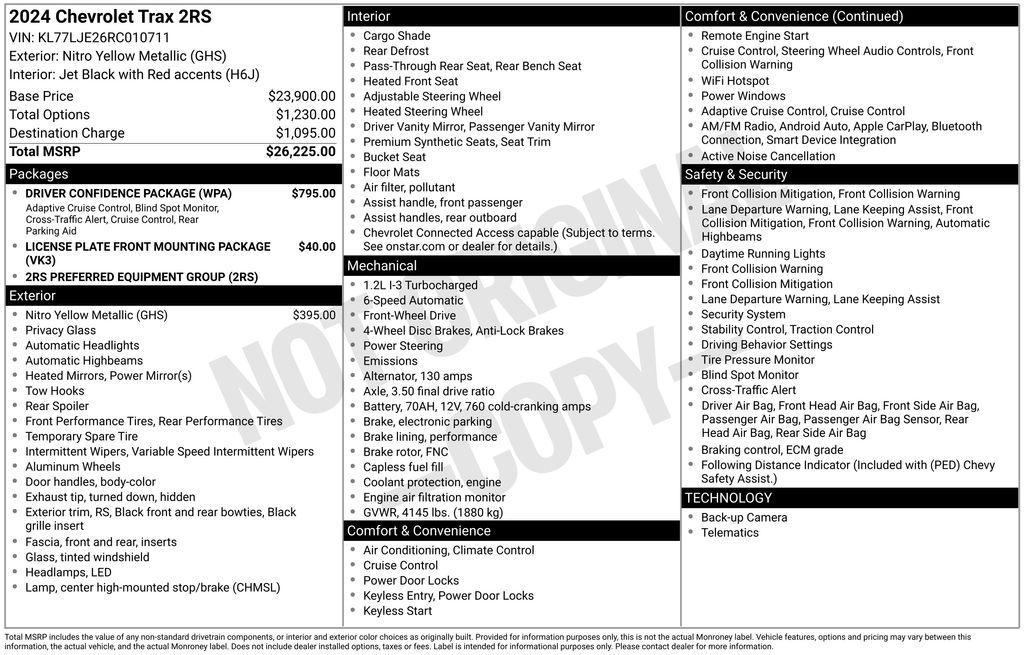 used 2024 Chevrolet Trax car, priced at $22,500