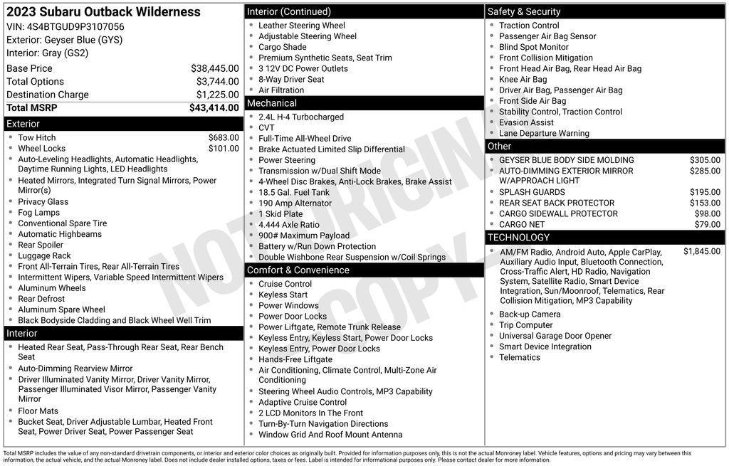 used 2023 Subaru Outback car, priced at $33,000