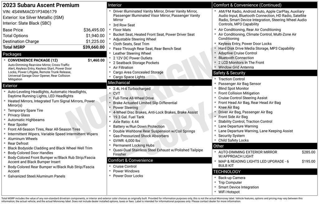 used 2023 Subaru Ascent car, priced at $27,727