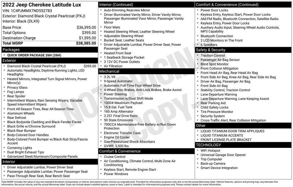 used 2022 Jeep Cherokee car, priced at $22,541