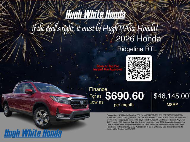 new 2026 Honda Ridgeline car, priced at $46,145