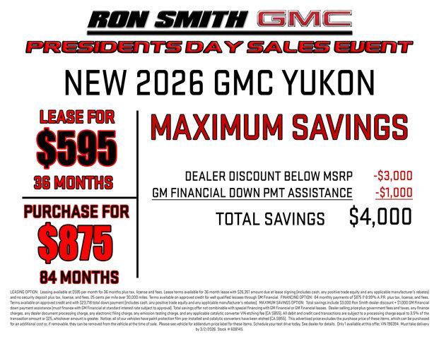 new 2026 GMC Yukon car, priced at $78,524