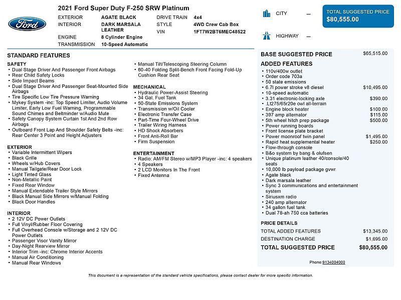 used 2021 Ford F-250 car, priced at $54,400