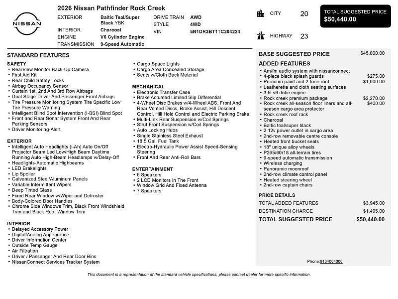 new 2026 Nissan Pathfinder car, priced at $45,389