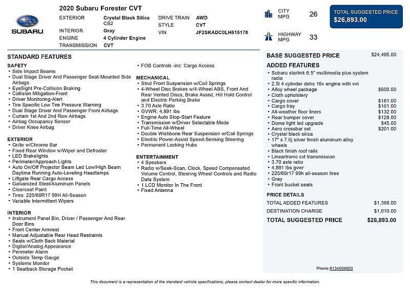 used 2020 Subaru Forester car, priced at $20,750