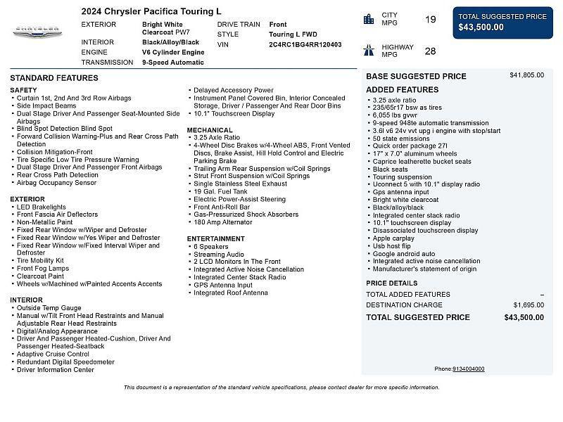 used 2024 Chrysler Pacifica car, priced at $26,670