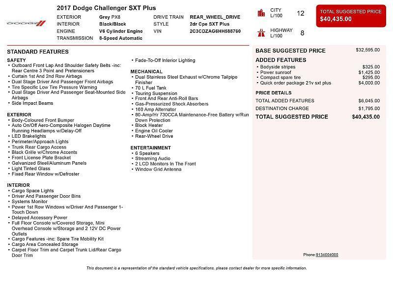 used 2017 Dodge Challenger car, priced at $20,550