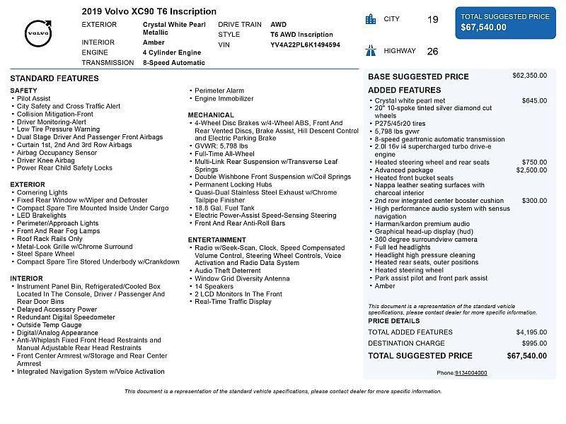 used 2019 Volvo XC90 car, priced at $26,684
