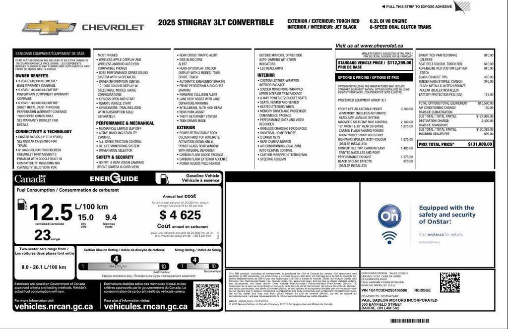 used 2025 Chevrolet Corvette car, priced at $84,995