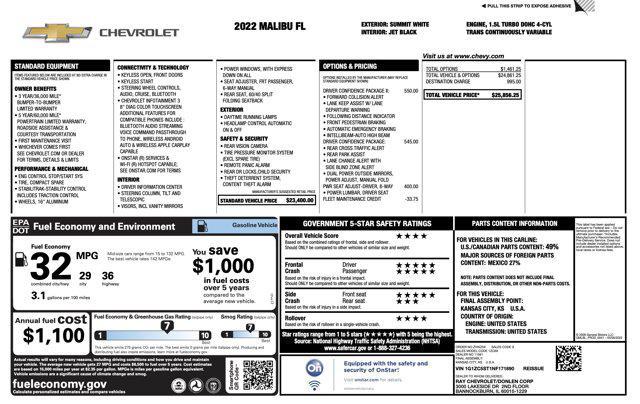 used 2022 Chevrolet Malibu car, priced at $13,000