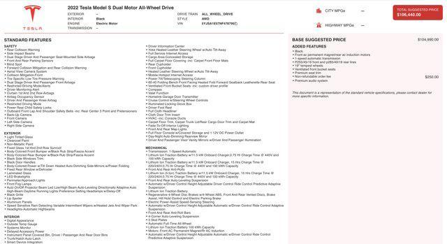 used 2022 Tesla Model S car, priced at $41,898