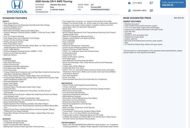 used 2020 Honda CR-V car, priced at $25,400