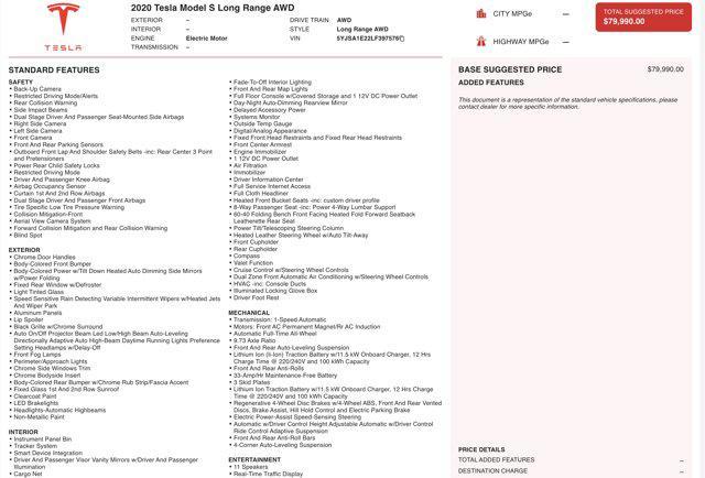 used 2020 Tesla Model S car, priced at $30,500