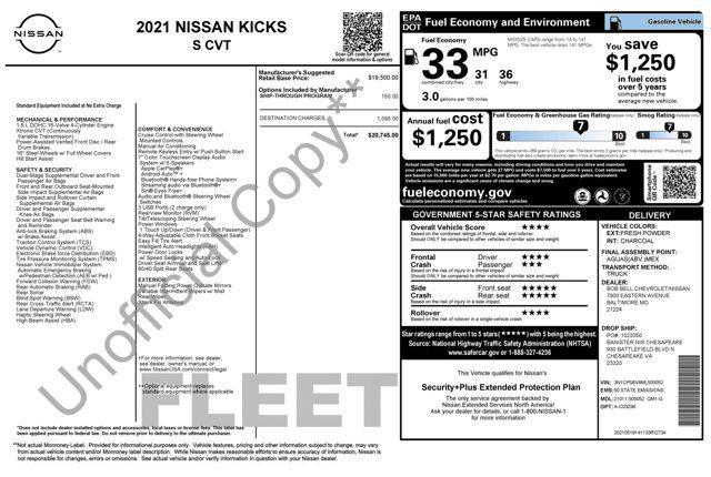 used 2021 Nissan Kicks car, priced at $13,100