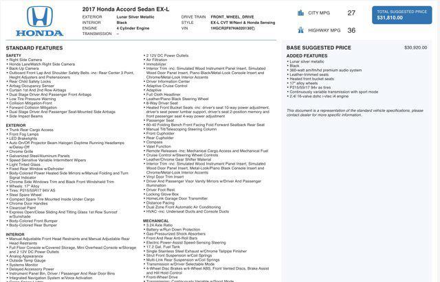 used 2017 Honda Accord car, priced at $18,175