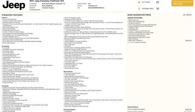 used 2021 Jeep Compass car, priced at $16,100