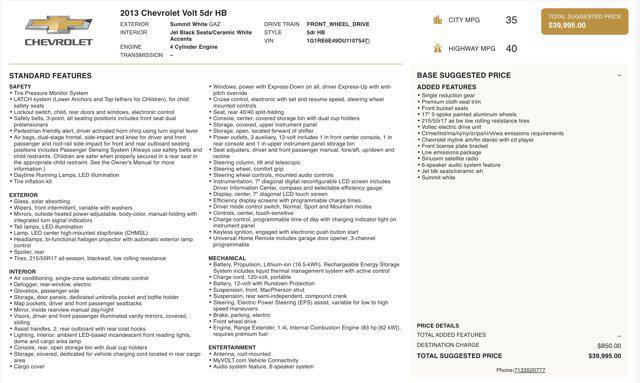 used 2013 Chevrolet Volt car, priced at $6,600