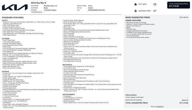 used 2019 Kia Rio car, priced at $9,700