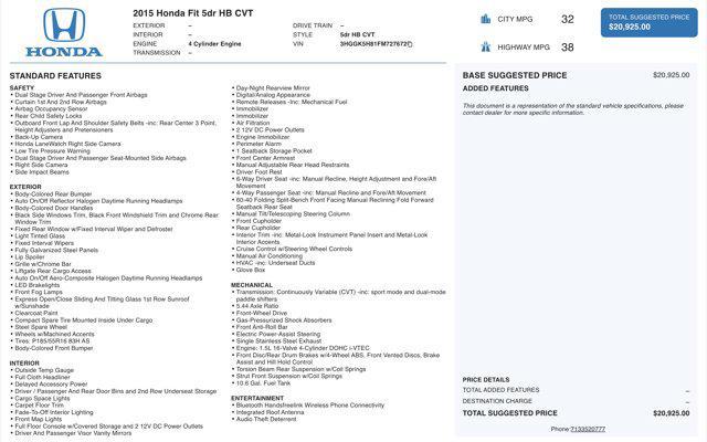 used 2015 Honda Fit car, priced at $11,645