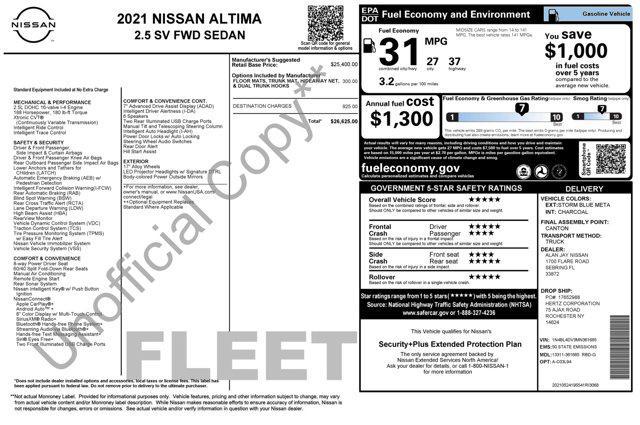 used 2021 Nissan Altima car, priced at $14,500