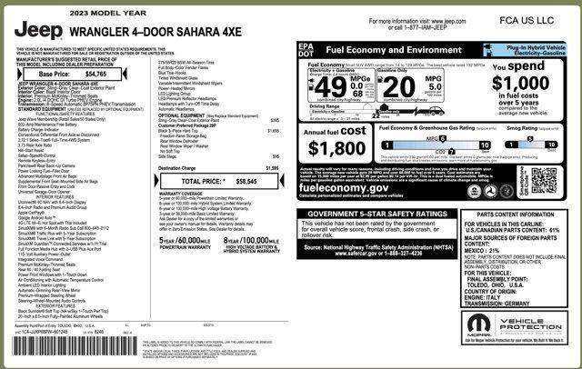 used 2023 Jeep Wrangler 4xe car, priced at $26,000