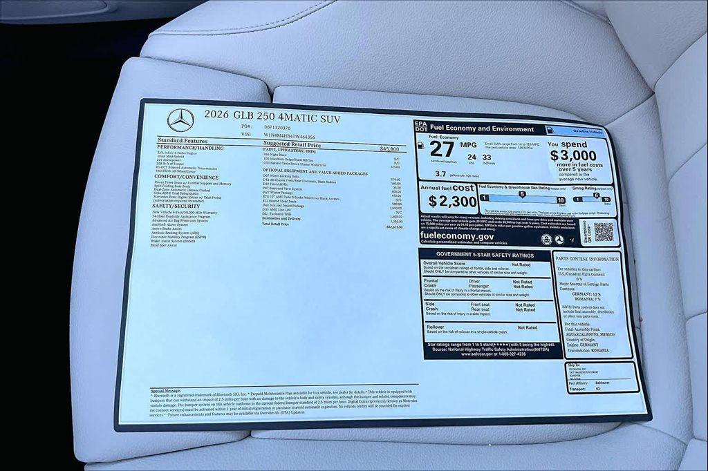 new 2026 Mercedes-Benz GLB 250 car, priced at $53,010