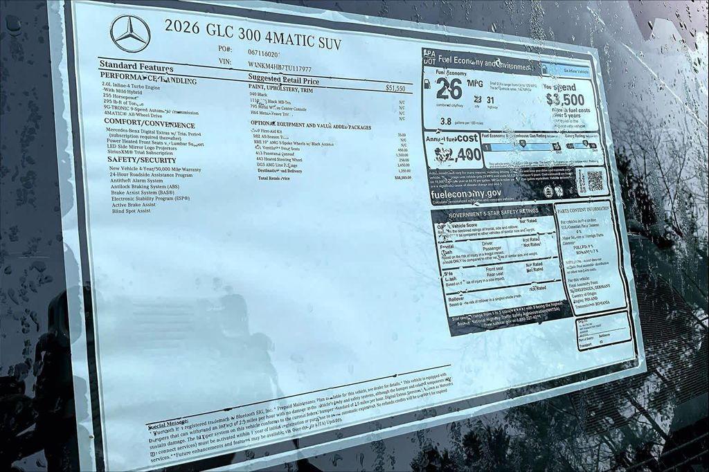new 2026 Mercedes-Benz GLC 300 car, priced at $59,080